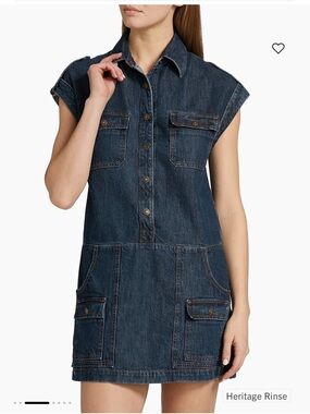 Re/Done Heritage Rinse Dark Blue Denim Shirt Dress LIKE NEW